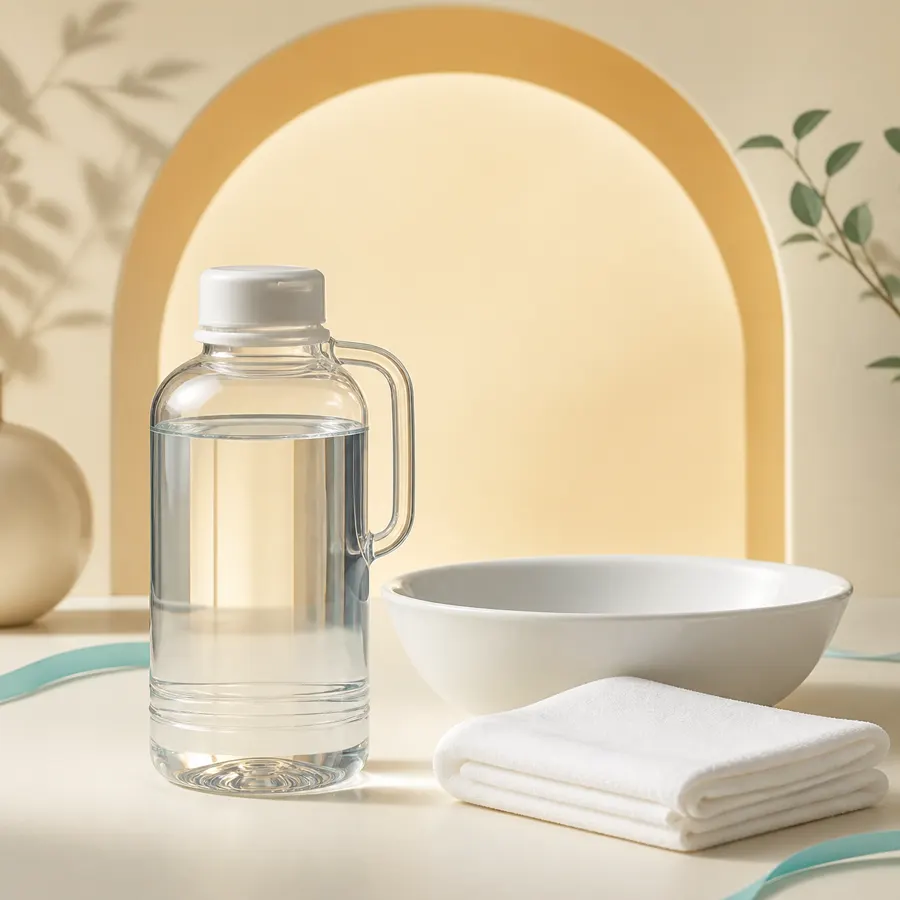 Presentación ilustrativa de agua astringente para uso externo