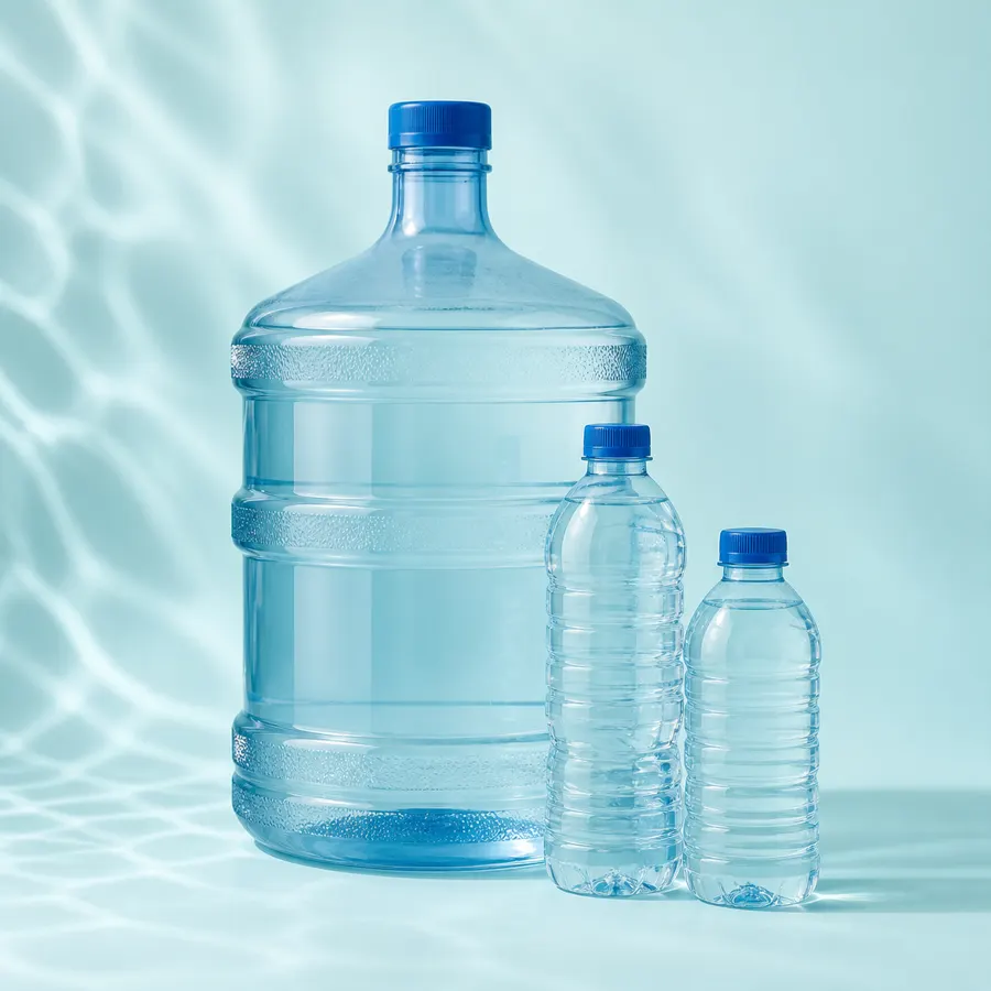 Presentaciones ilustrativas de agua ultra purificada para consumo cotidiano